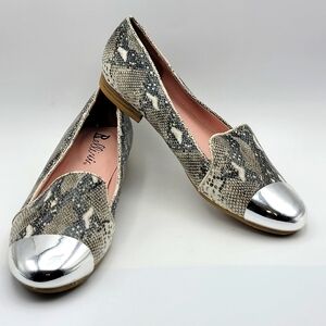 Bellini Women's Snakeskin Print Loafers with Silver Cap Accents SIZE 12W. #1523